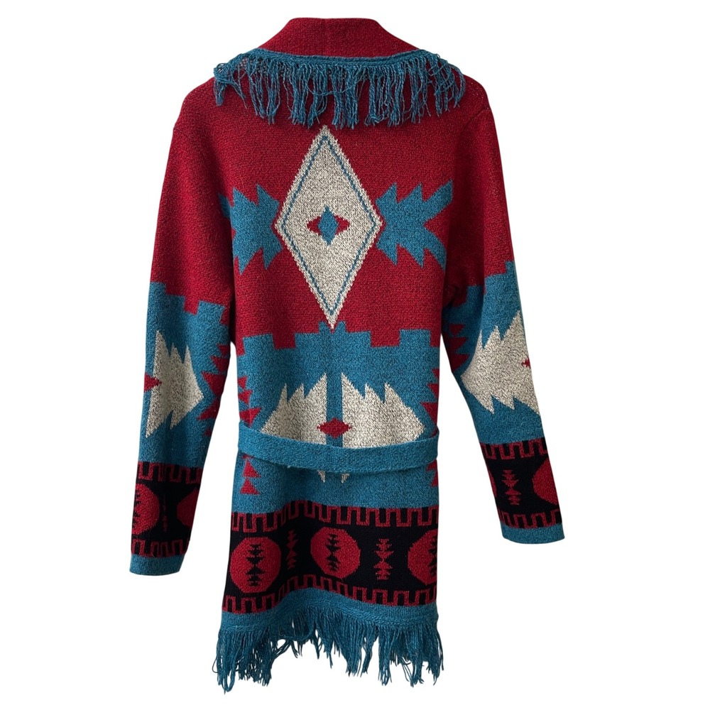 Wrangler Cardigan Sweater Women XL Southwestern Aztec Fringe Cowgirl Tribal Boho